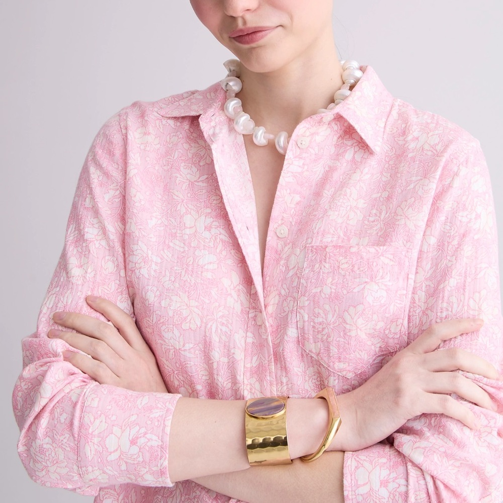 J Crew Classic Fit Soft Gauze Shirt in Tossed Floral size 4